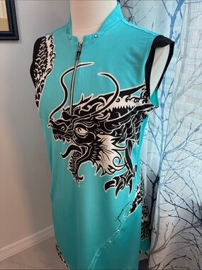 Jamie Sadock Turquoise Dragon Zip-Front Golf Dress